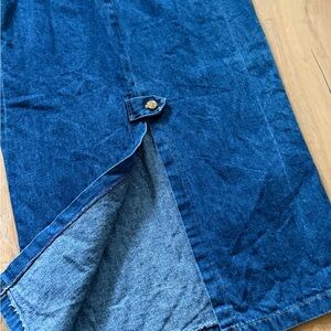 VINTAGE Blue Denim Skirt with Button Detail